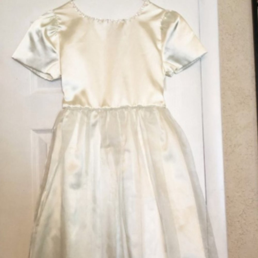 Dress girls new sizes 6 or 12 polyester ivory Peachy Kids